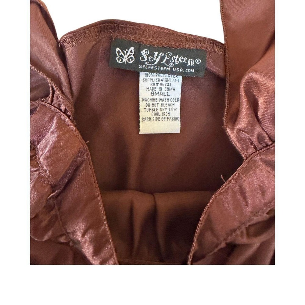 90'S VINTAGE BROWN BABY DOLL CHOCOLATE BROWN SELF ESTEEM CAMI S/M - Picture 4 of 4